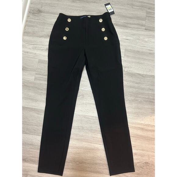 NWT Black Tommy Hilfiger Skinny Sailor Pants with Gold Hardware - Picture 1 of 5